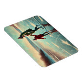 Mutter- und Kindereis-Skaten auf gefrorenem See Magnet (Rechte Seite)