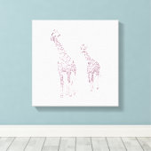 Mütter- und Kindergiraffen-Kontur, die zeichne Leinwanddruck (Insitu (Holzboden))