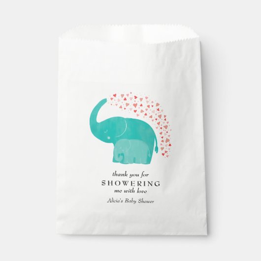 Mutter und Kleine Elephant Babydusche Geschenktütchen (Vorderseite)