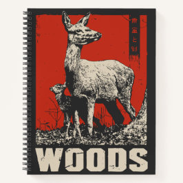 Mutter und Kleinkinder im Wald | Ukiyo-e Notizblock