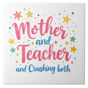Mutter und Lehrerin und Zerschlagung Fliese