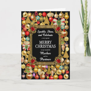 Mutter und Partner Frohe Weihnachten mit Ornamente