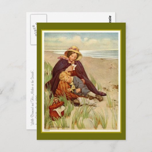 Mutter und Sohn am Meer Postkarte (Vorne/Hinten)