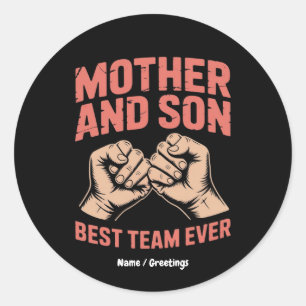 Mutter und Sohn Bestes Team je glücklichen Muttert Runder Aufkleber