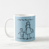 Mutter und Sohn Custom Family Art Coffee Tasse (Links)