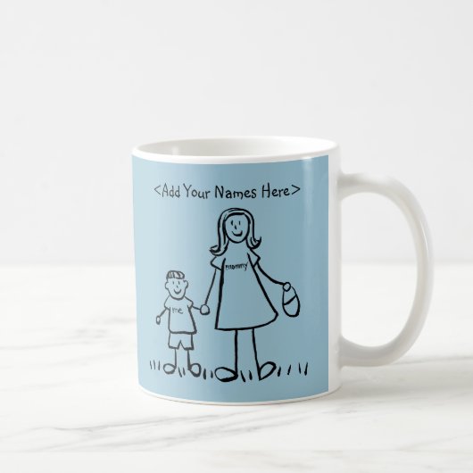 Mutter und Sohn Custom Family Art Coffee Tasse (Rechts)