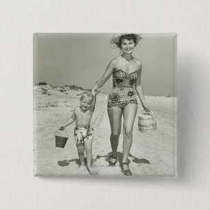 Mutter-und Sohn-Gehen Button