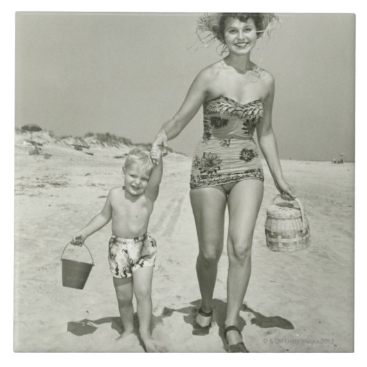 Mutter-und Sohn-Gehen Fliese (Vorderseite)