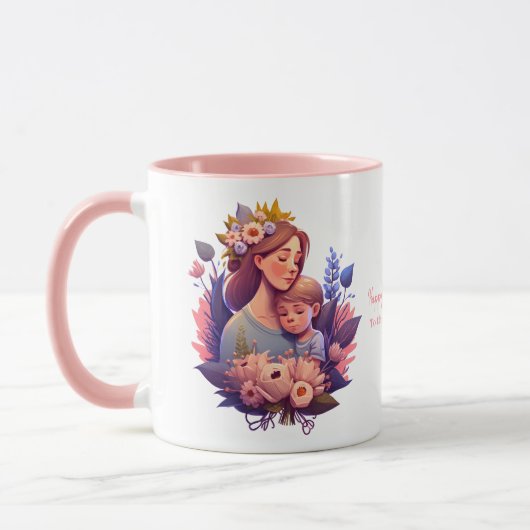 Mutter und Sohn glücklich Muttertag Tasse (Links)
