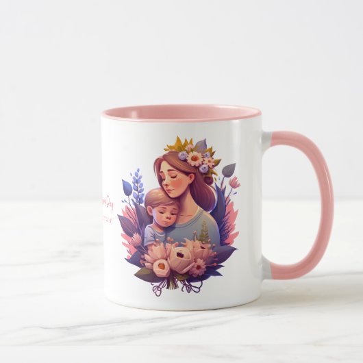 Mutter und Sohn glücklich Muttertag Tasse (Rechts)