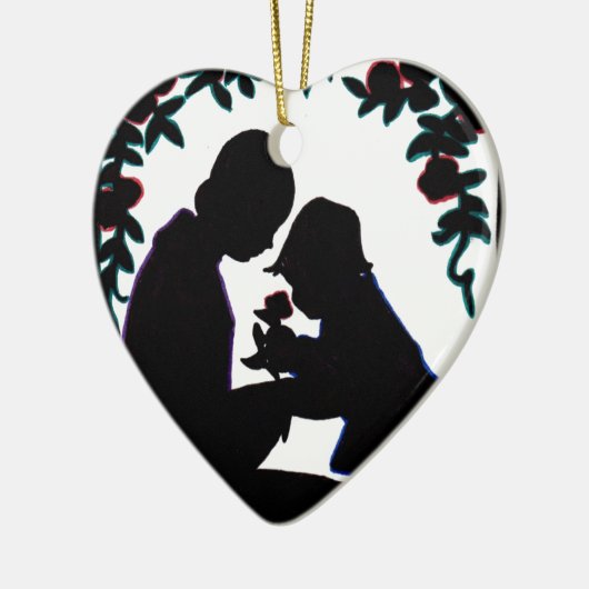 Mutter und Sohn Keramikornament (Links)