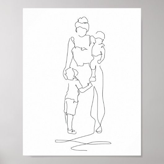 Mutter und Sohn Line Art, Line Zeichn, Geschenk fü Poster (Vorne)