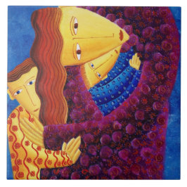 Mutter und Sohn - Malerei Keramik Fliese