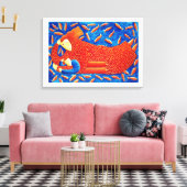 Mutter und Sohn mit Goldfisch-Malerei Leinwanddruck (Insitu (Wohnzimmer))