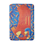 Mutter und Sohn mit Goldfish Modern Art Malerei Badematte (Vorderseite Vertikal)