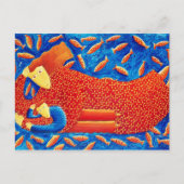 Mutter und Sohn mit Goldfish Modern Art Malerei Postkarte (Vorderseite)