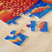 Mutter und Sohn mit Goldfish Modern Art Malerei Puzzle (Seite)
