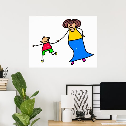 Mutter und Sohn Poster (Heimbüro)