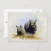 Mutter und Sohn, Rhinozeros Postkarte (Vorne/Hinten)