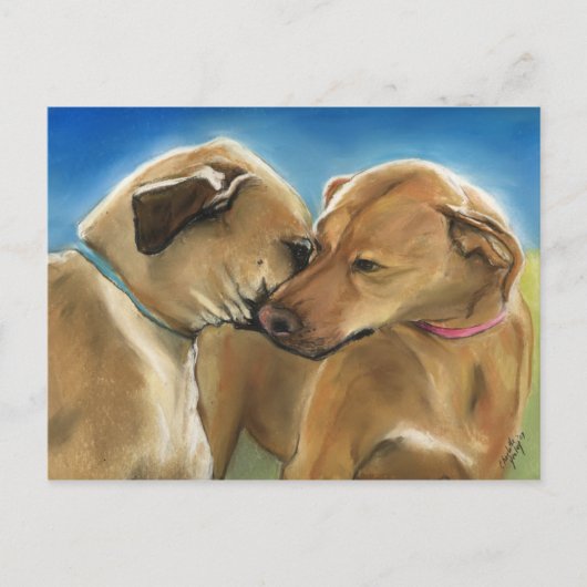 "Mutter und Sohn Wiedersehen" Rhodesian Ridgeback Postkarte (Vorderseite)