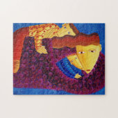 Mutter und Sohn zeitgenössisches Familiengemälde Puzzle (Horizontal)