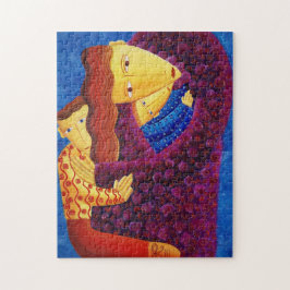 Mutter und Sohn zeitgenössisches Familiengemälde Puzzle