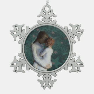 Mutter-und Sohn-Zinn-Schneeflocke-Verzierung Schneeflocken Zinn-Ornament