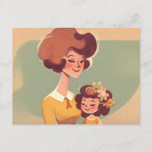 Mutter und Tochter 70er Jahre Postkarte