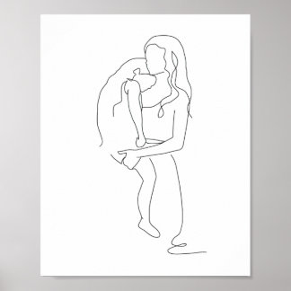 Mutter und Tochter Art, Line Zeichn, Line Art Poster