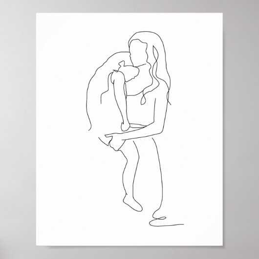 Mutter und Tochter Art, Line Zeichn, Line Art Poster (Vorne)