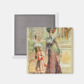 Mutter und Tochter auf einem Spaziergang (farbige Magnet (Vorderseite/Rückseite)