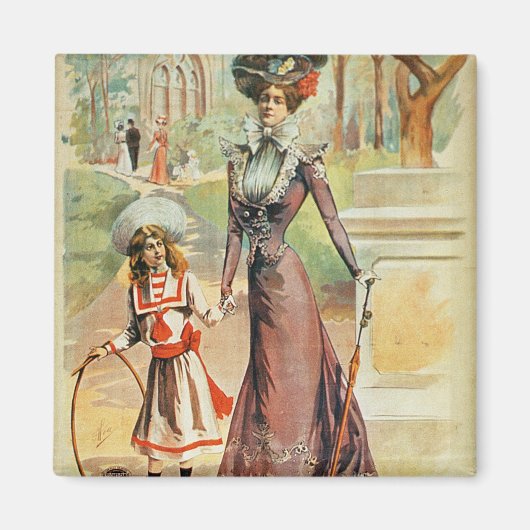 Mutter und Tochter auf einem Spaziergang (farbige Magnet (Vorne)