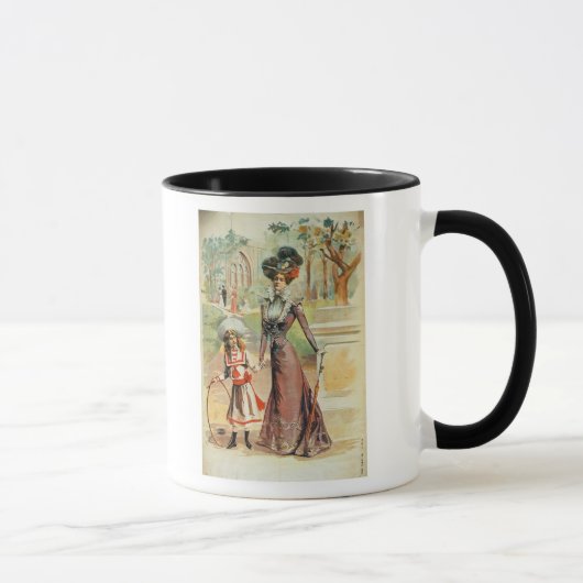 Mutter und Tochter auf einem Weg (Farbelitho) Tasse (Rechts)