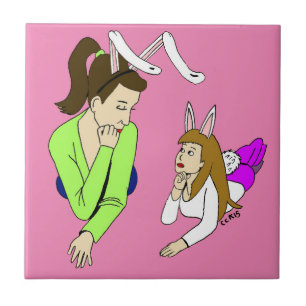 Mutter und Tochter Bunnygirls Fliese