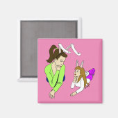 Mutter und Tochter Bunnygirls Magnet (Vorderseite/Rückseite)