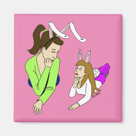 Mutter und Tochter Bunnygirls Magnet (Vorne)