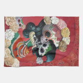 Mutter und Tochter Dia de Los Muertos Skeletons Geschirrtuch (Horizontal)