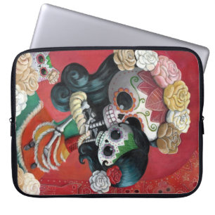 Mutter und Tochter Dia de Los Muertos Skeletons Laptopschutzhülle