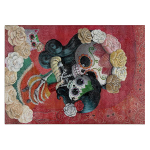 Mutter und Tochter Dia de Los Muertos Skeletons Schneidebrett