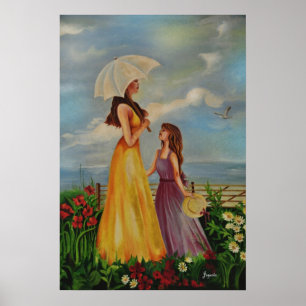 Mutter und Tochter draußen an einem schönen Tag! Poster