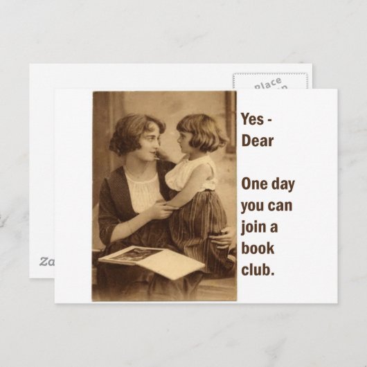 Mutter und Tochter eines Buchvereins Postkarte (Vorne/Hinten)