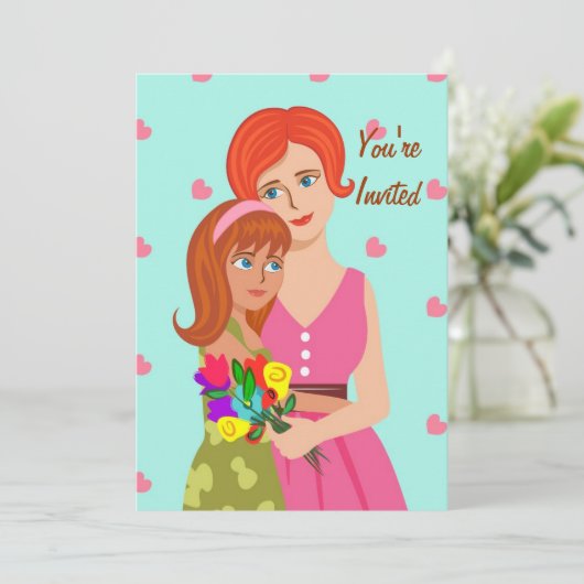 Mutter und Tochter Einladung (Stehend Vorderseite)