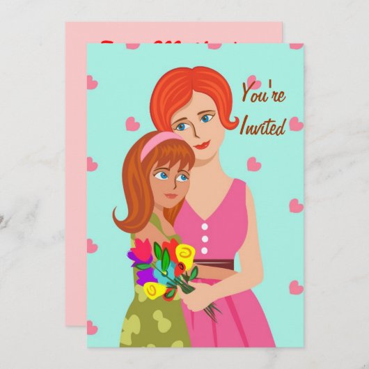 Mutter und Tochter Einladung (Vorne/Hinten)