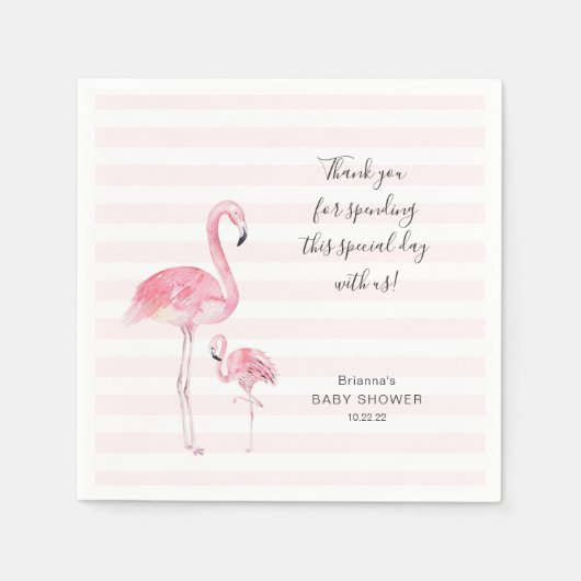 Mutter und Tochter Flamingo Babydusche Serviette (Vorderseite)