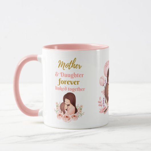 Mutter und Tochter Forever Link Illustrierte Kunst Tasse (Links)