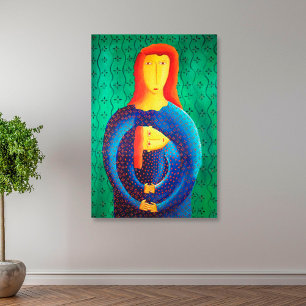 Mutter-und-Tochter-Gemälde Zeitgenössische Kunst Leinwanddruck