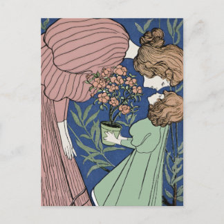Mutter und Tochter - Jugendstil Postkarte