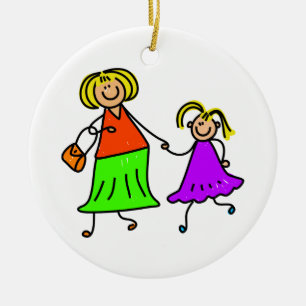 Mutter und Tochter Keramik Ornament