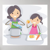Mutter und Tochter kochen Poster (Vorne)