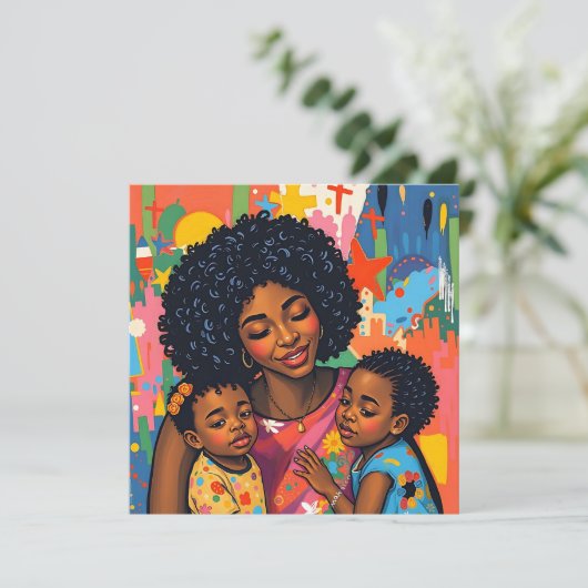 Mutter und Tochter Kunst Muttertag Karte (Stehend Vorderseite)